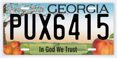GA license plate PUX6415