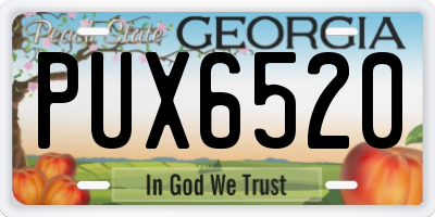 GA license plate PUX6520