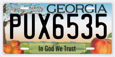 GA license plate PUX6535