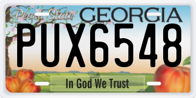 GA license plate PUX6548