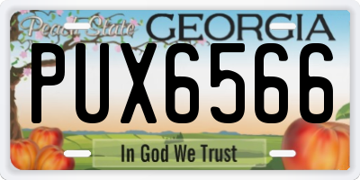 GA license plate PUX6566