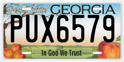 GA license plate PUX6579