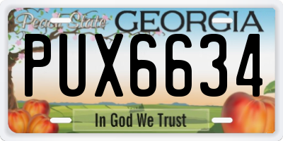 GA license plate PUX6634