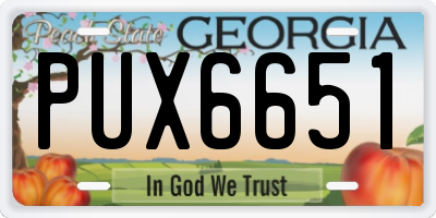 GA license plate PUX6651