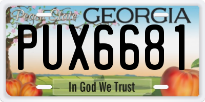 GA license plate PUX6681