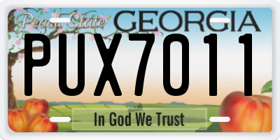 GA license plate PUX7011
