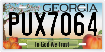 GA license plate PUX7064