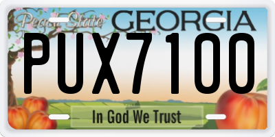 GA license plate PUX7100