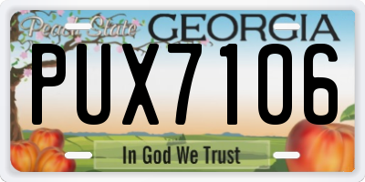 GA license plate PUX7106