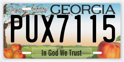 GA license plate PUX7115