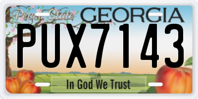 GA license plate PUX7143