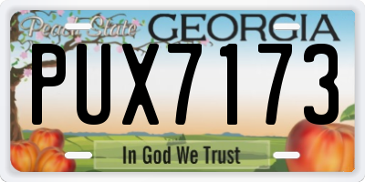 GA license plate PUX7173
