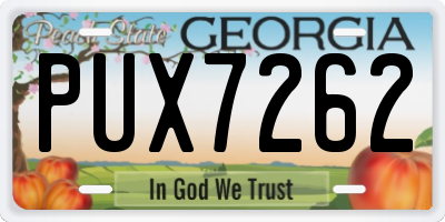 GA license plate PUX7262