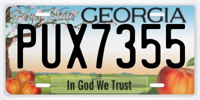 GA license plate PUX7355