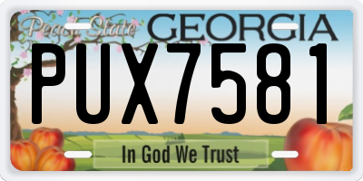 GA license plate PUX7581