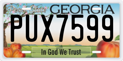 GA license plate PUX7599