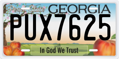 GA license plate PUX7625