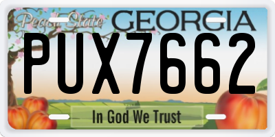 GA license plate PUX7662