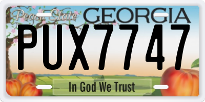 GA license plate PUX7747