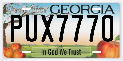 GA license plate PUX7770