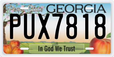 GA license plate PUX7818