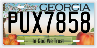 GA license plate PUX7858