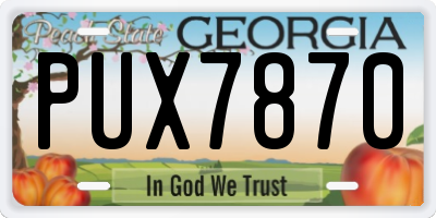 GA license plate PUX7870