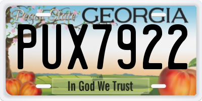 GA license plate PUX7922