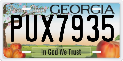 GA license plate PUX7935