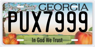 GA license plate PUX7999