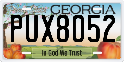 GA license plate PUX8052