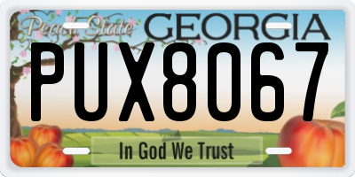 GA license plate PUX8067