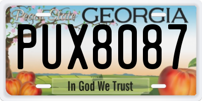 GA license plate PUX8087
