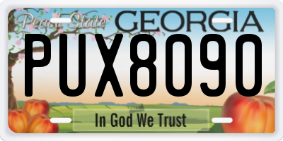 GA license plate PUX8090