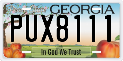 GA license plate PUX8111