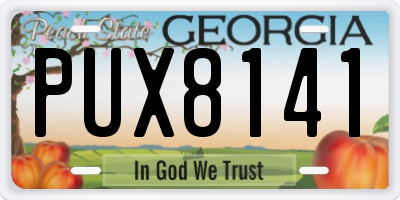 GA license plate PUX8141