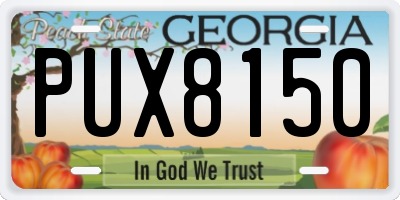 GA license plate PUX8150