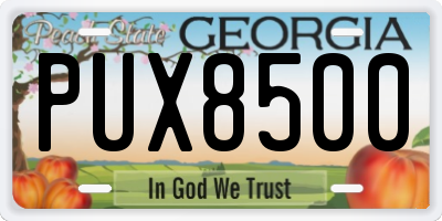 GA license plate PUX8500