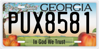GA license plate PUX8581