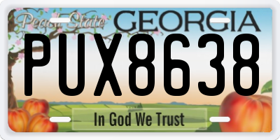 GA license plate PUX8638
