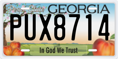 GA license plate PUX8714