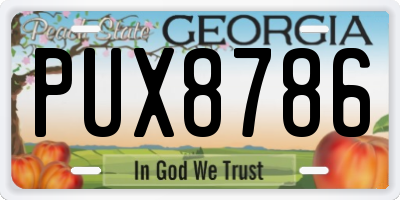 GA license plate PUX8786