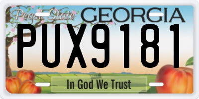 GA license plate PUX9181