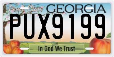 GA license plate PUX9199