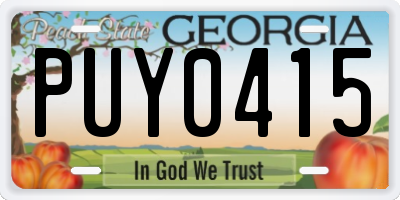 GA license plate PUY0415