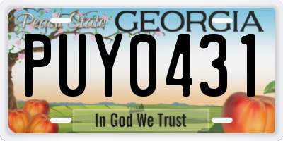 GA license plate PUY0431