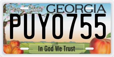 GA license plate PUY0755
