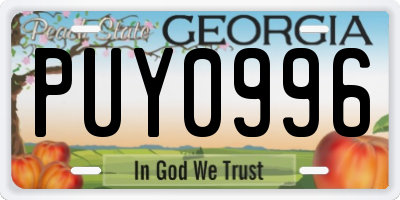 GA license plate PUY0996