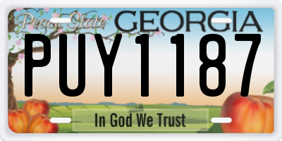 GA license plate PUY1187