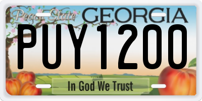 GA license plate PUY1200